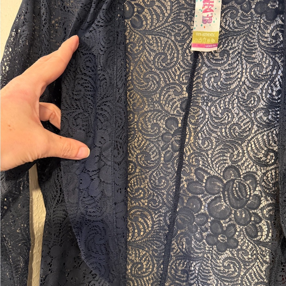 Lace Open-Front Cardigan - Picture 4 of 4
